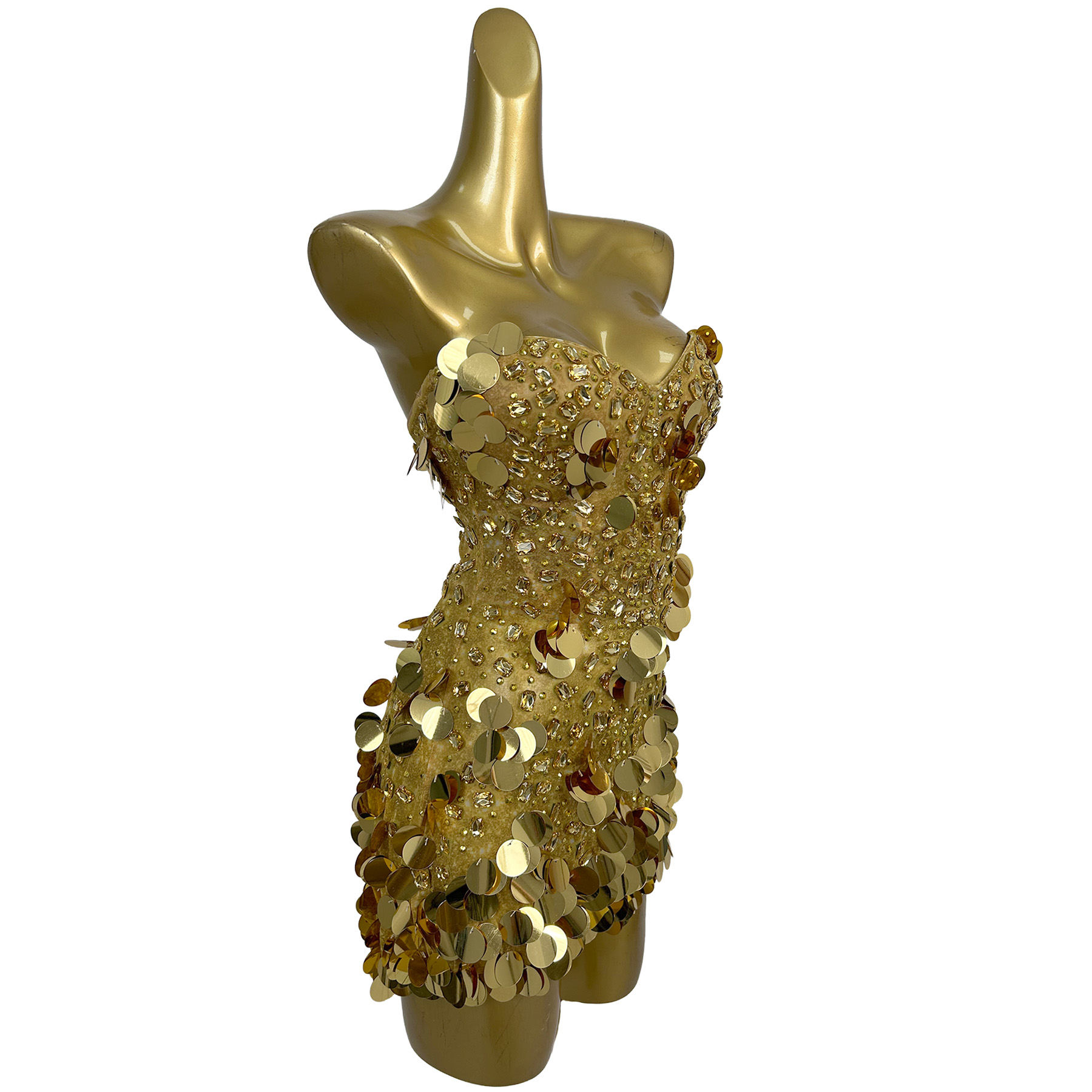 Sparkly Gold Crystals Straples - Sparkly Rhinestone Club Party Dress review and price