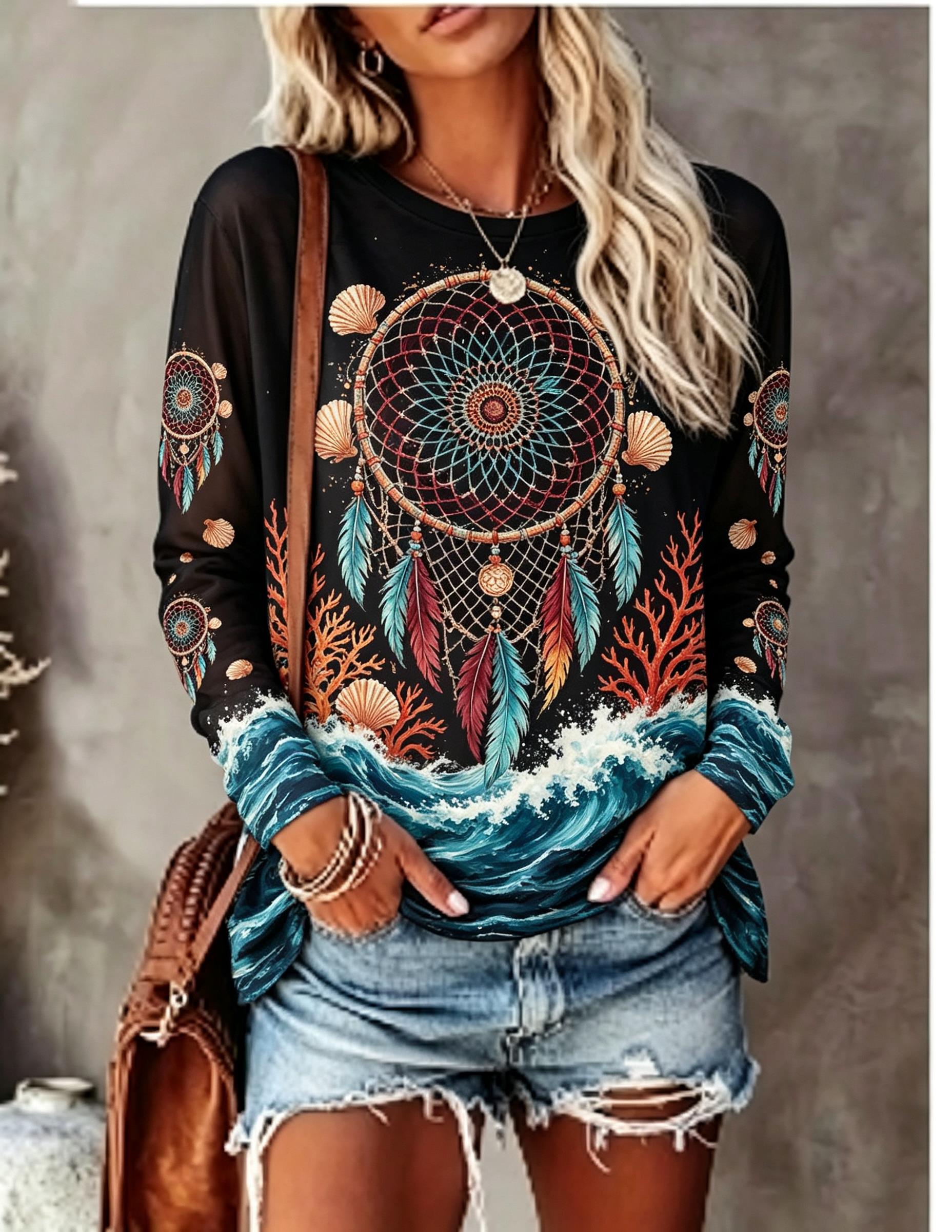 Women's Crew Neck Long Sleeve  - Blouses review and price
