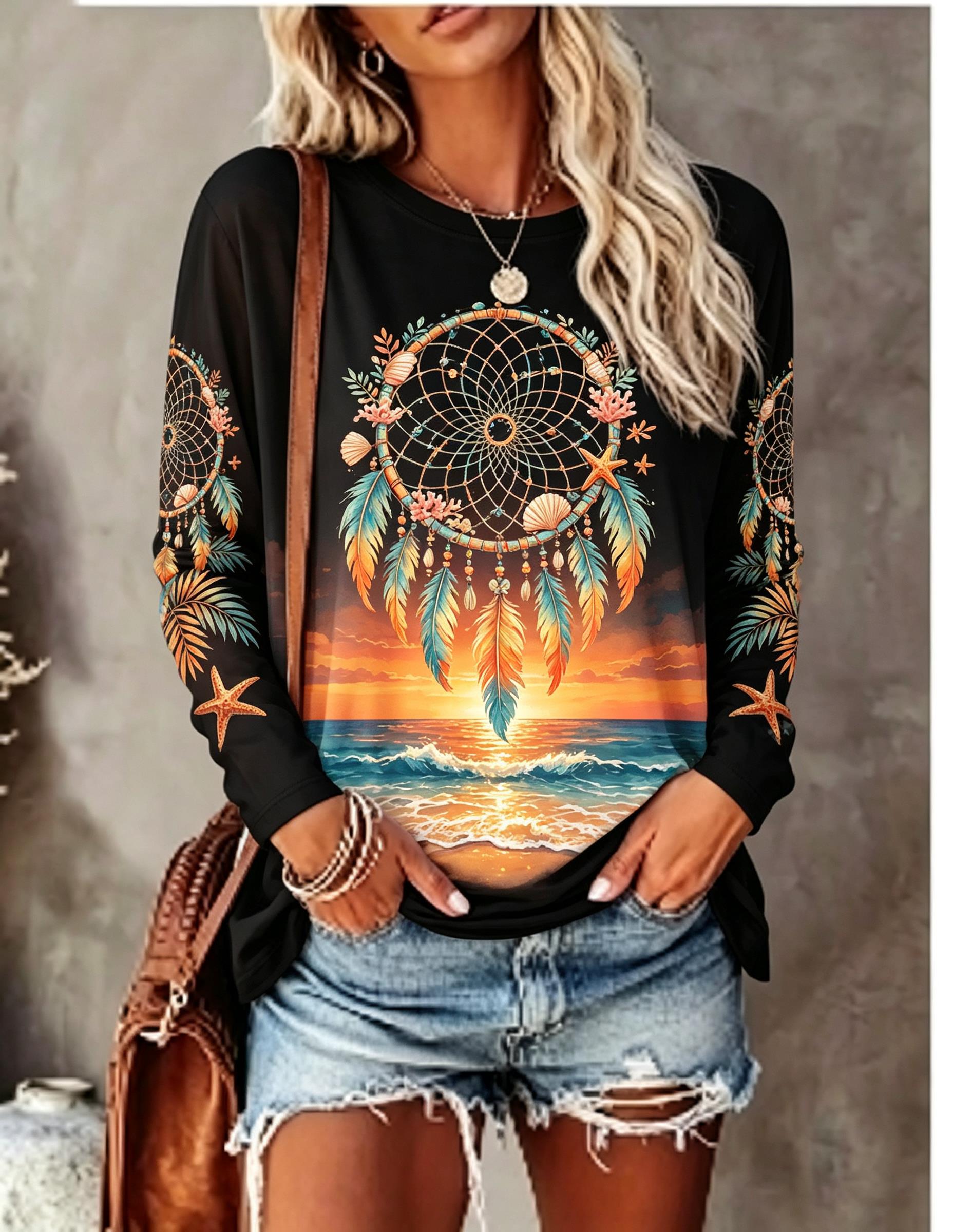 Women's Crew Neck Long Sleeve  - Blouses review and price