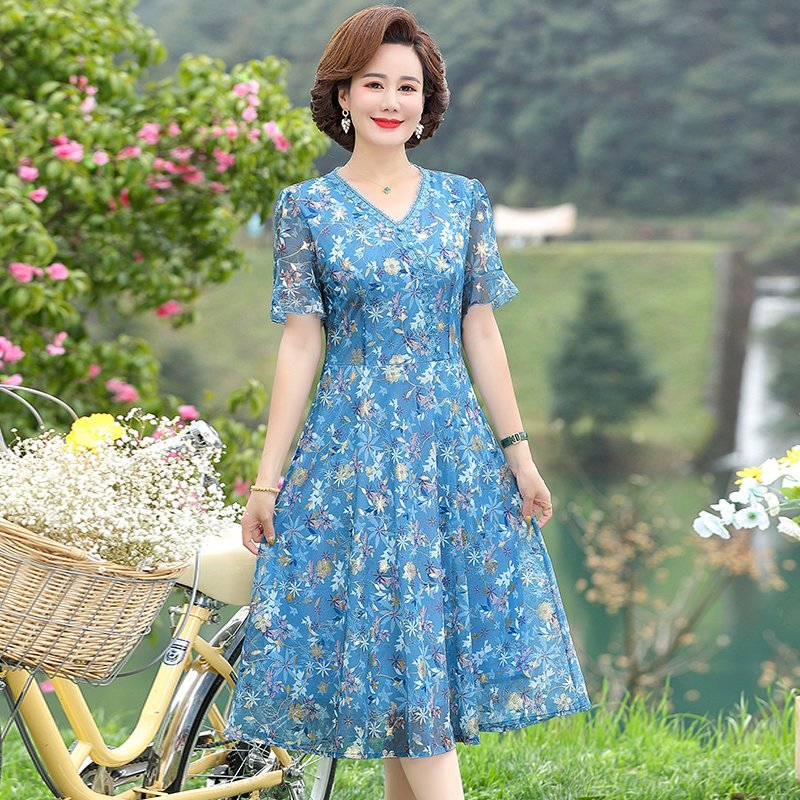 Women Summer Casual Dress Ladi - French Vintage Floral Midi Dress review and price