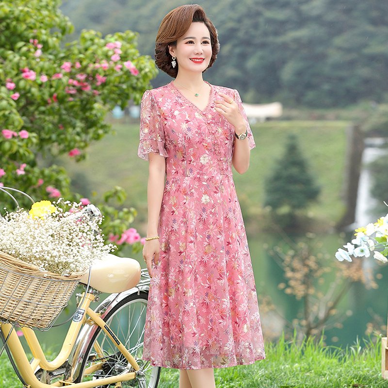 Women Summer Casual Dress Ladi - French Vintage Floral Midi Dress review and price