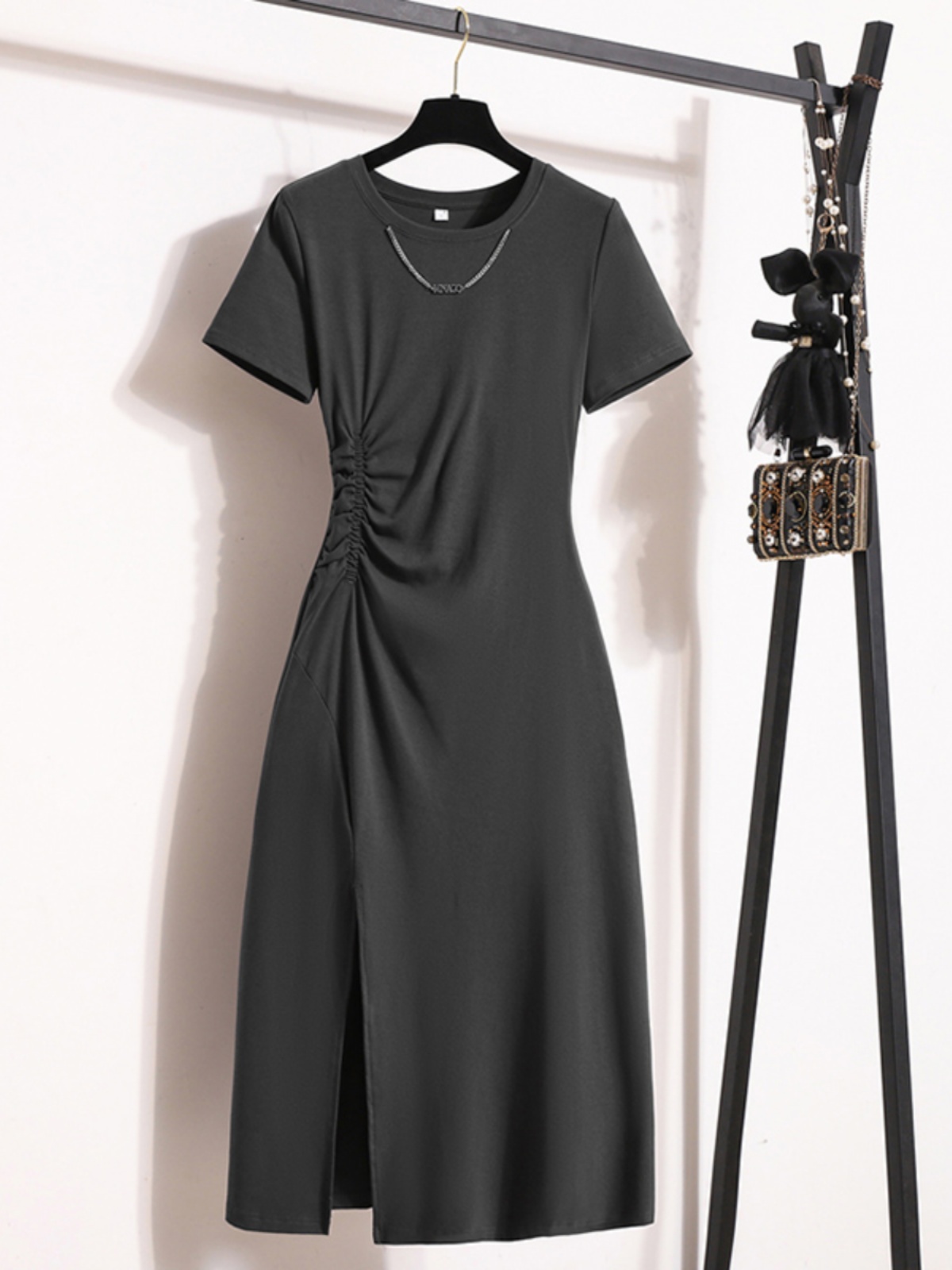 Casual Elegant Short Sleeve Dr - Korean Style A Line Shirt Dress review and price