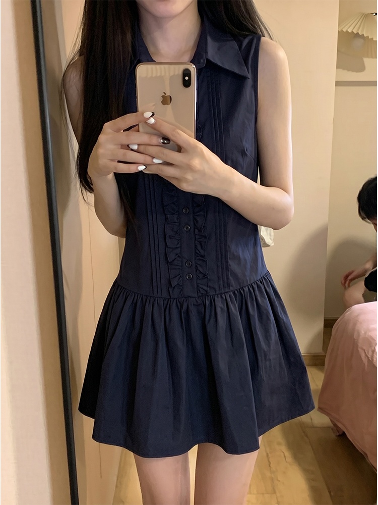 Slimming Effect Korean College - Korean Style A Line Shirt Dress review and price