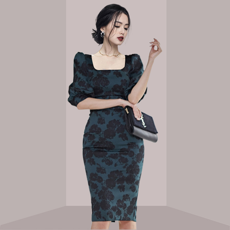 Elegant Ladylike Floral Print  - French Vintage Floral Midi Dress review and price