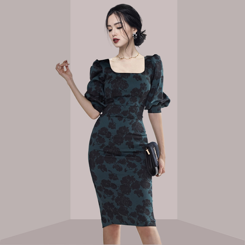 Elegant Ladylike Floral Print  - French Vintage Floral Midi Dress review and price