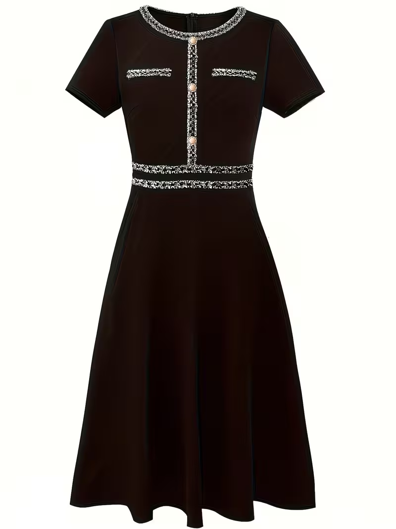 Women Elegant Summer Crew Neck - French Vintage Floral Midi Dress review and price
