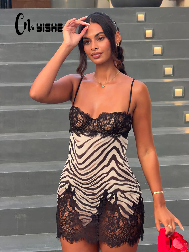 CNYISHE Camisoles Zebra Prints - Sexy Mesh Sheer Bodycon Dress review and price