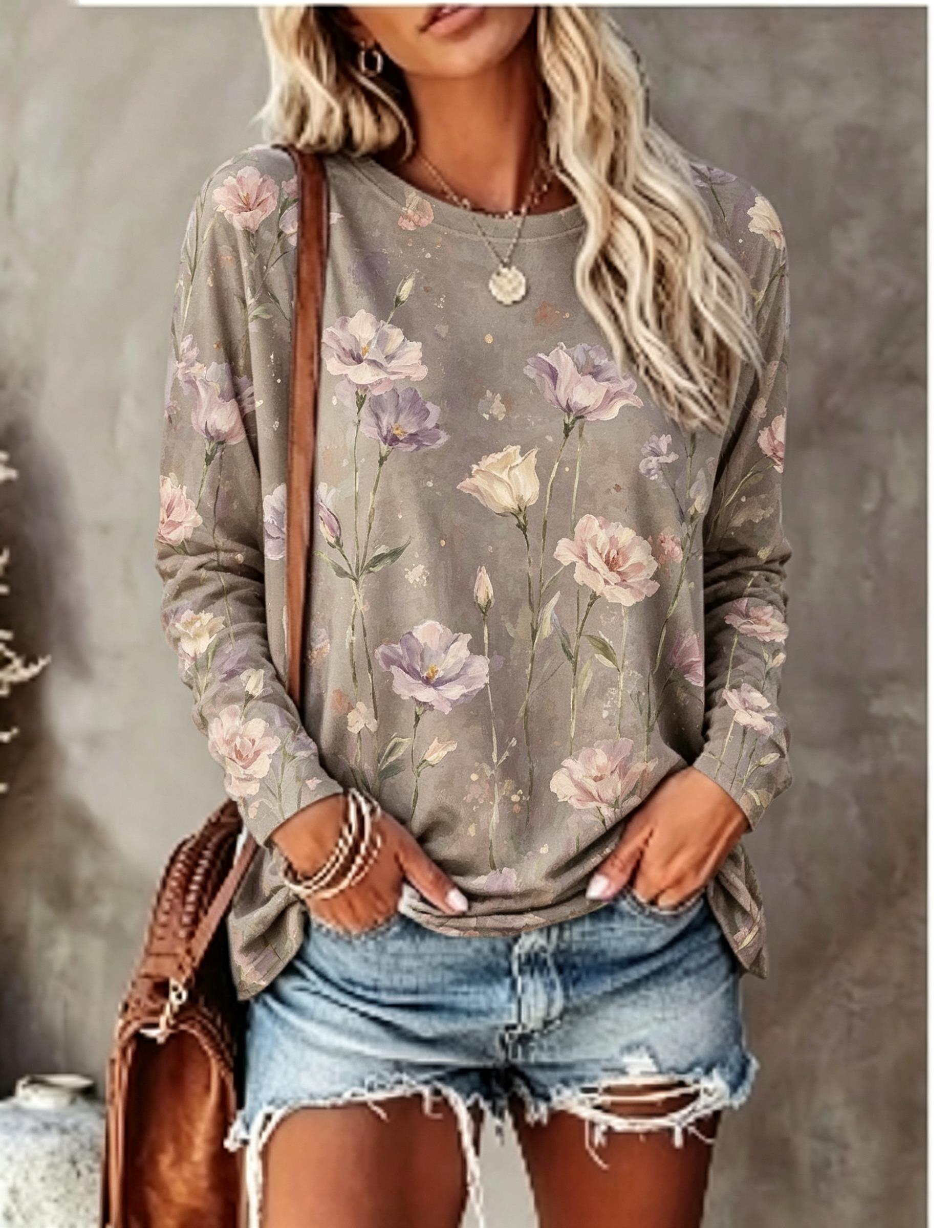 Women Long Sleeve T‑Shirt Oil  - Blouses review and price