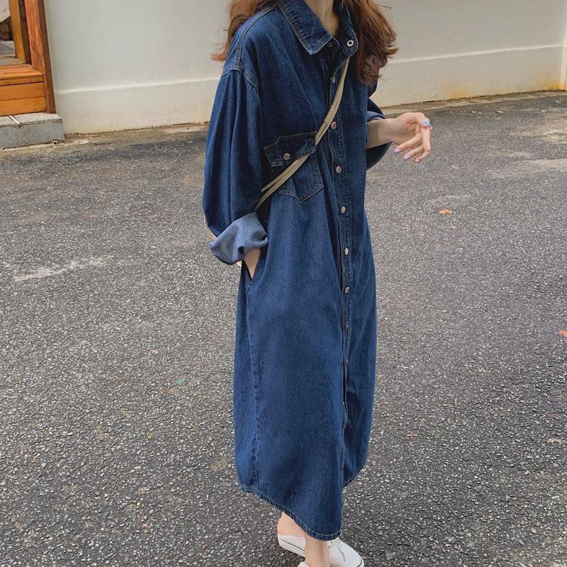 2026 New Women Denim Shirt Dre - Korean Style A Line Shirt Dress review and price