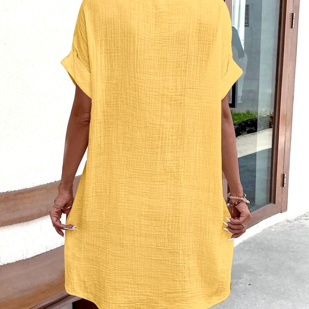 Women V Neck Shirt Dress Summe - Casual Loose Linen Shirt Dress review and price