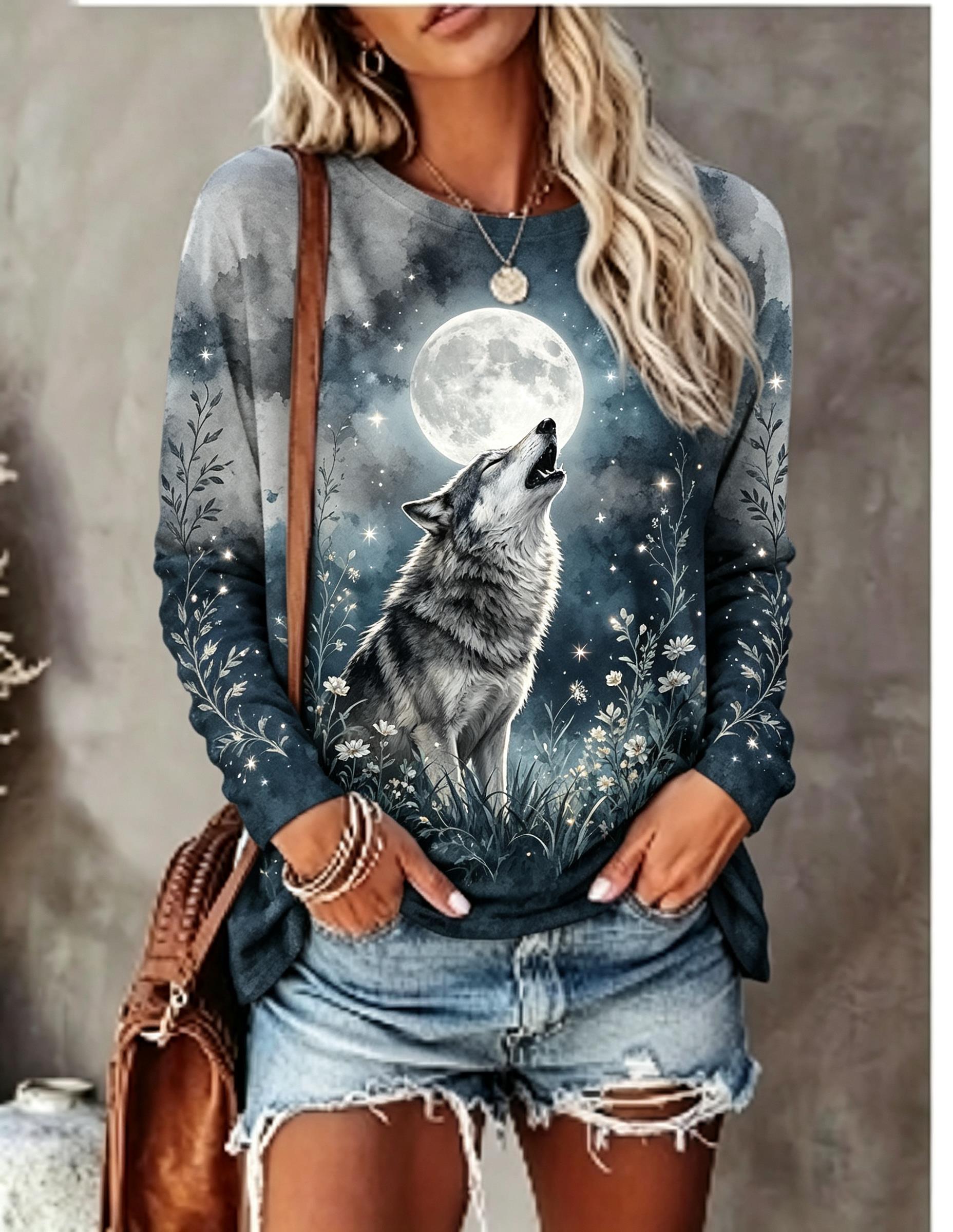 Women Long Sleeve T Shirt Howl - Blouses review and price