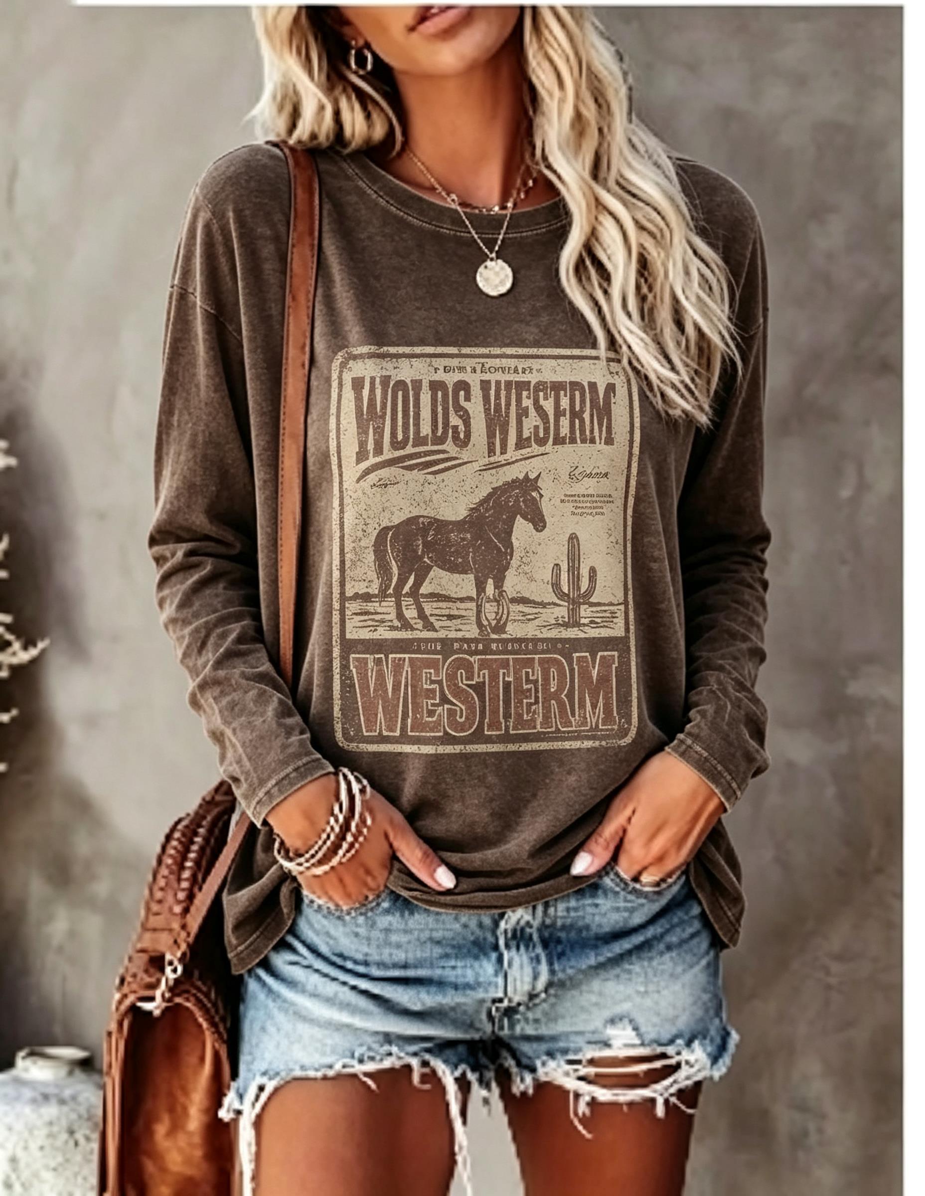 Women Long Sleeve T Shirt Vint - Blouses review and price